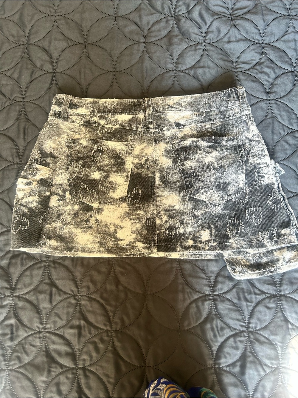 Fashion Nova Black & White Acid Wash Mini Skirt